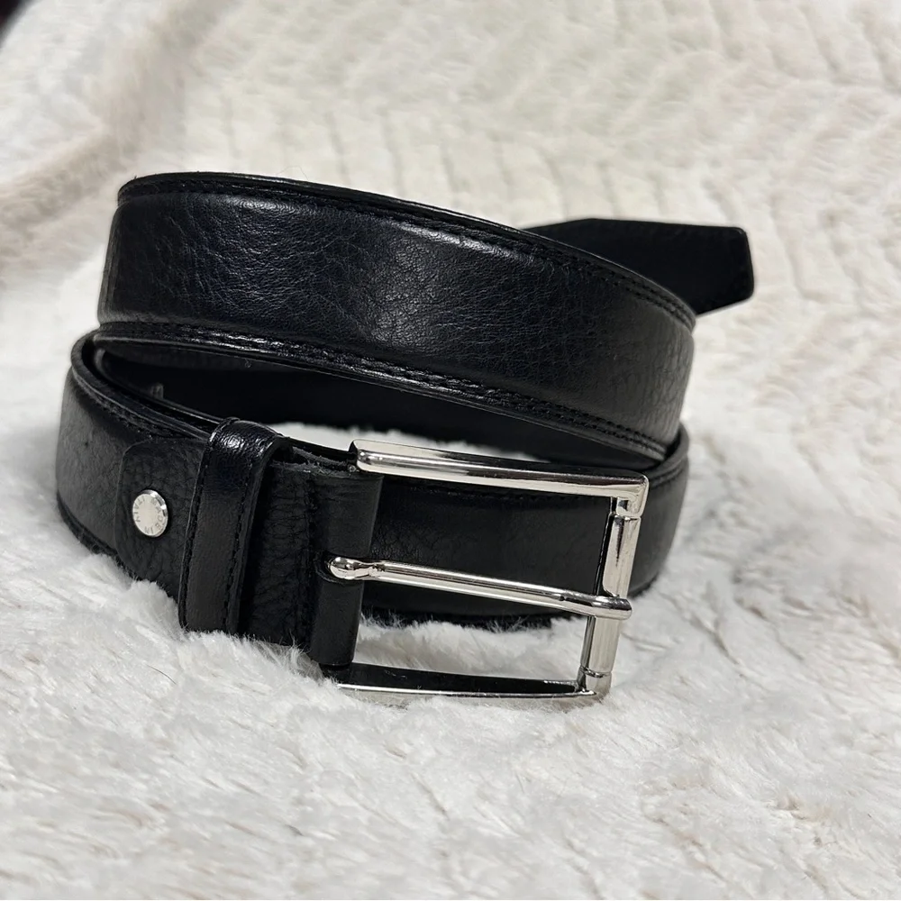 Gennaro Di Palma  Made in Italy Men's Belt Genuine Leather BLack , Silver 40